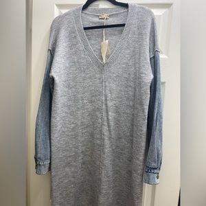 Grey sweater and denim size M oversized sweater dress